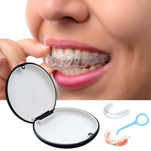 1 Stück zahnspangendose,Gebissdose,zahnprothesen behälter,KFO Box,Spangendose,Zahnspangenbox,Dose für Zahnprothese,Zahnprothesen Behälter,für Reisen und täglichen Gebrauch(schwarz)