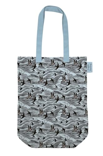 Sac fourre-tout en coton bio Angela Harding cabas bleu motif oiseaux