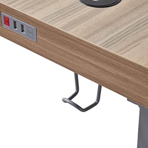 Kowo Electric Height Adjustable Standing Desk With Drawer, 48" Home Office Wooden Computer Desk Ergonomic Memory Control Workstation Sit Stand Desk, Greige/Grey #TOP5