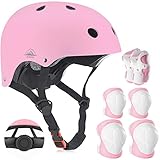 Knee Pads for Kids Knee Elbow Pads Wrist Guards with Helmet Adjustable Protective Gear Set for Girls Boys Inline Skating Bike Cycling Skateboard Scooter, 5-15 Years