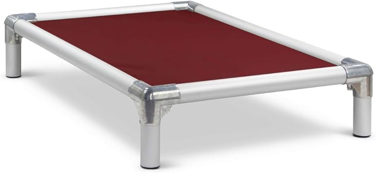 Kuranda Chewproof Elevated Dog Bed - Silver Aluminum - 35" x 23" - Cordura Nylon - Burgundy
