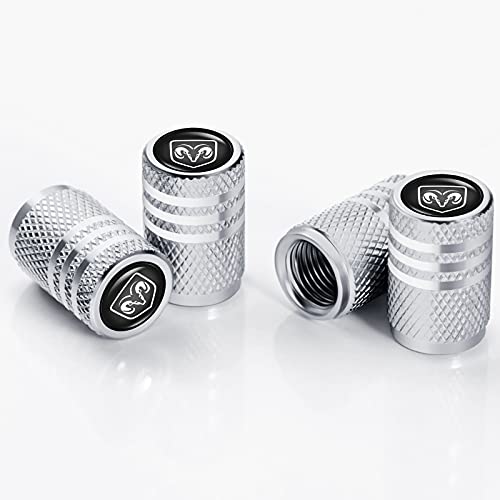 Car Wheel Tire Valve Stem Caps Logo Personality Modification Valve Cap Modeling Accessories Suit for Dodge Ram Charger Challenger Journey Durango Grand Caravan (4PCS