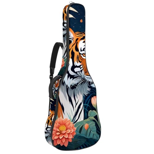 Housse de guitare étanche à motifs fleurs et tigre pour éviter rayures