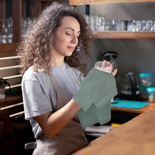 Image of Dining Table Napkins Polycotton Set of 6 Cloth Napkins for Dining Table Dinner Napkins Cloth 17x17 Inches for Party Wedding Cocktails Restaurant Decoration Regular Use Napkins-Light Grey