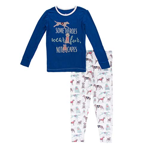 KicKee Pants Long Sleeve Piece Print Pajama Set (Natural Canine First Responders - 4T)
