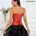 Corset Top for Women Lacing Boned Overbust Bustier Floral Satin Bodysuit Waist Cincher Sexy Push Up Shapewear Lingerie