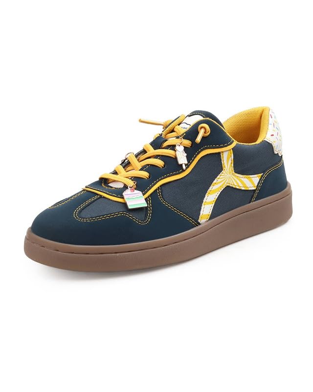 Image of Bacca Bucci Sugar Rush Women's Casual Sneakers | Lace-Up Low-Top | Mesh & Synthetic Upper | Playful Lace Charms | Grippy Rubber Cupsole | Walking