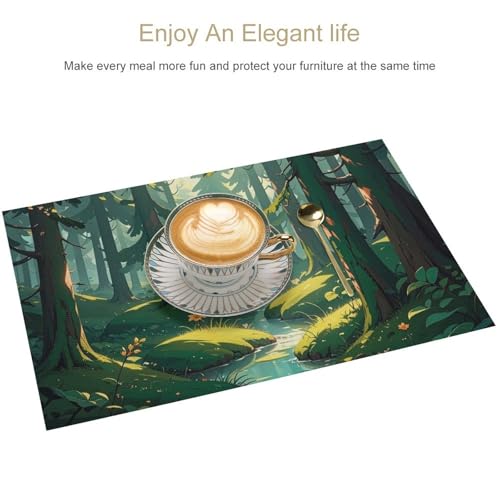 Set de table vinyle faciles à nettoyer antidérapant isolant vert foncé - 4