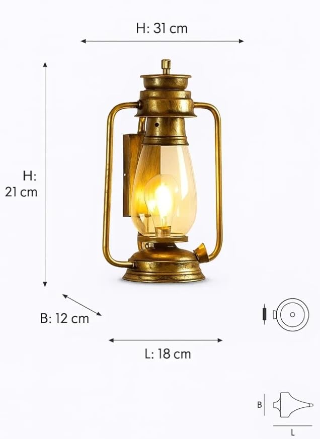 SR LIGHTS Brass Antique Lantern Wall Light Sconce | Vintage Wall