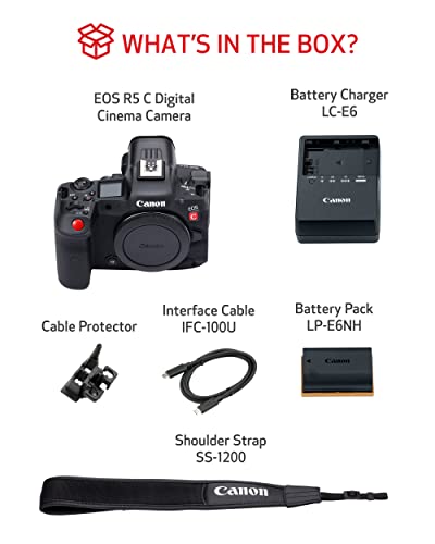 Canon EOS R5 C Mirrorless Camera (Body Only), 45 Megapixel CMOS Sensor, Hybrid Full-Frame Cinema Camera, 8K/60P Internal RAW Recording, RF Mount, Black