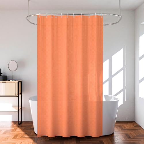Image of Kuber Industries (Pack of 3) Shower Curtain | 7 Feet | PVC Waterproof Window Curtain | Bathroom Shower Curtain | AC Curtains | Bathtub Curtains | 8 Rings Curtain | Lining | Orange
