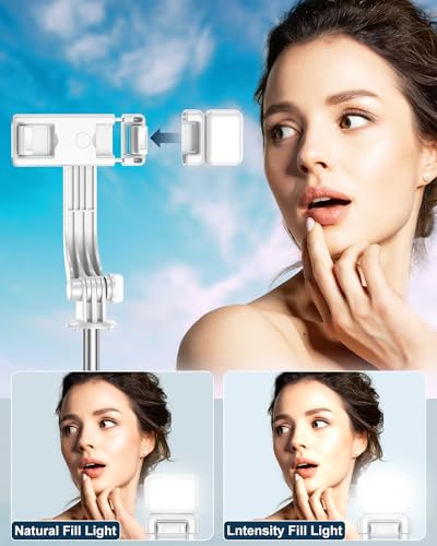Bastão de selfie, tripé de telefone de 51 polegadas e bastão de selfie com luz, tripé portátil exten