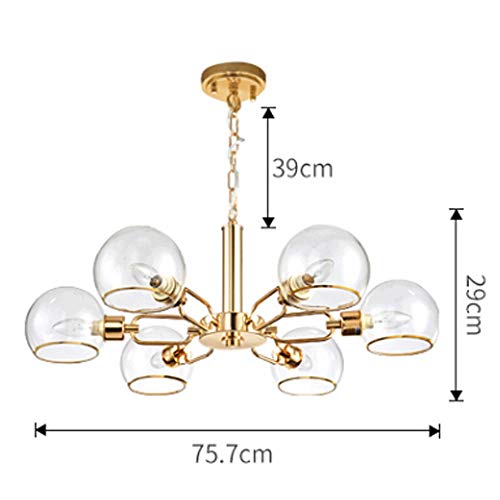 Lustre salon moderne avec 3 globes en verre transparent chic - 4