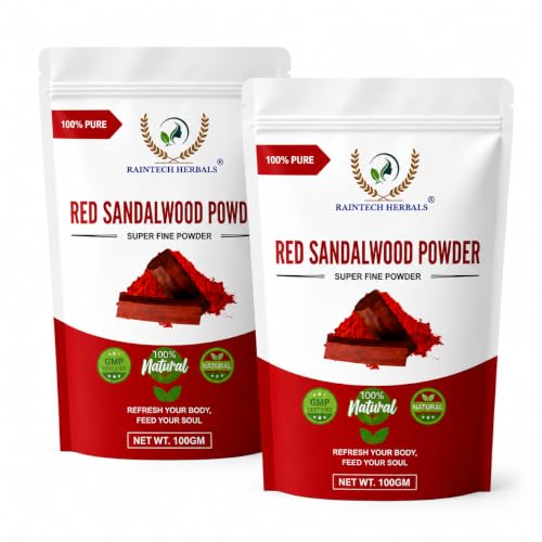 Image of Pure Red Sandalwood Powder for Face (200g) - Natural Lal Chandan /Rakta Chandanam Face Pack for Glowing Skin, Sun Tan Removal & Acne Spot Care - Unisex Skincare