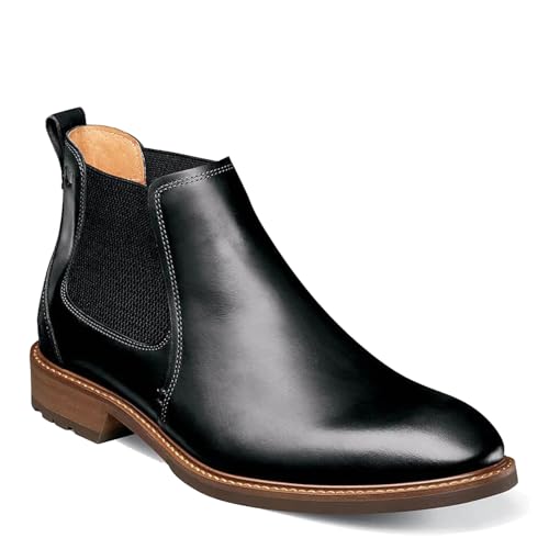 Florsheim Mens Chalet Plain Toe Gore Boots Black Crazy Horse 7.5 Medium