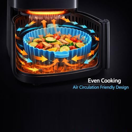 Image of Signamio 6 Pcs Set of Air Fryer Silicone Tray - Non-Stick, Reusable Baking Tray, Round