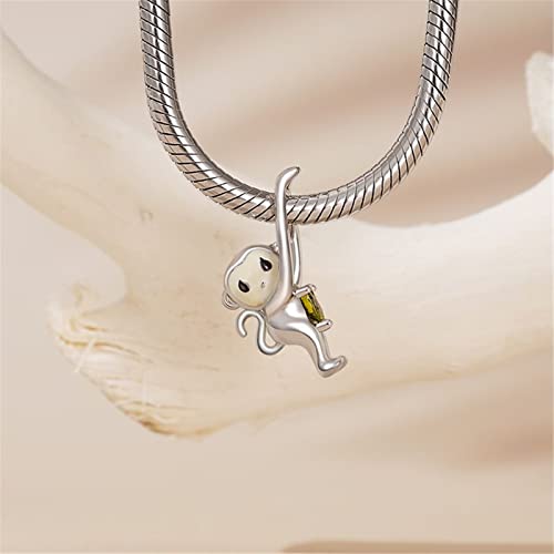 Image of GNOCE Embraces Heart Gemstone Bead Charms 925 Sterling Silver Rabbit Horse Triceratops Snake Monkey Cat Platypus Sloth Bear Pig Yak Ghost Matryoshka Doll Jewelry Gift for Women