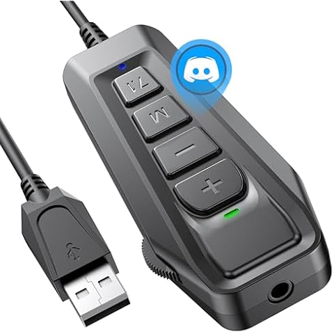 Inwa Aux to USB External Sound Card, Simultaneous Phone Discord Chat & Gaming Sound in Wired Headphone, USB to 3.5mm Jack Audio Adapter, 7.1 Surround Sound, Works with PS5, PS4, PC, Nintendo Switch Cover