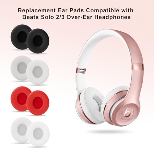 Repuestos de almohadillas para oreja para audífonos Beats Solo 3/2, suaves y a prueba de sudor de PU de proteína, espuma viscoelástica que reduce ruido (Negro) miniatura 7