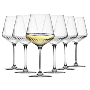 Krosno Avant-Garde LUMI Weingläser Chardonnay 560 ml – 6er Set, Bleifreies Kristallglas, Großes Kelchglas mit optischem Muster, Für Weißwein und leichte Rotweine, Spülmaschinengeeignet