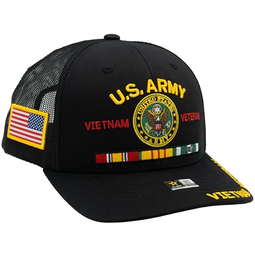 Image of Vietnam Veteran Hat US Army Official Licensed Army Veterans Embroidered Adjustable Military Baseball Cap for Men