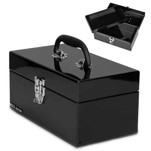 P.I.T. 30,5 cm Werkzeugkoffer Metall Leer mit Verriegelung, Schwarz – Ansicht 1