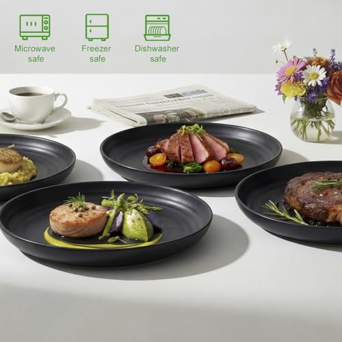 Image of Plastic Plates Reusable Set of 6, 9IN Wheat Straw Camping Plates