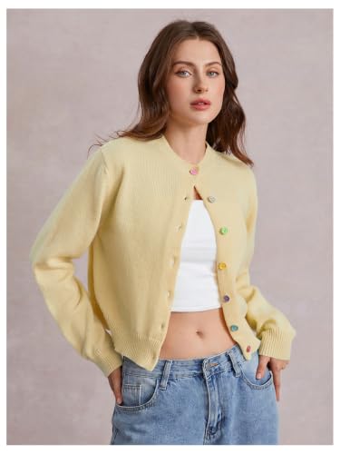 Image of SOLY HUX Women's Button Down Cropped Lightweight Cardigan Sweater | Cute Fall Fashion, 2026