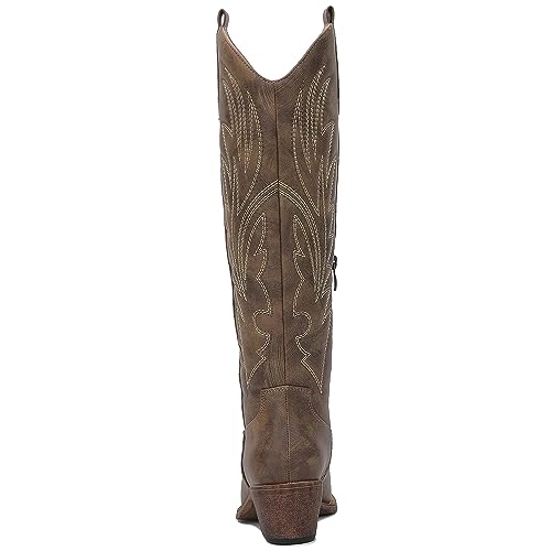 Image of GLOBALWIN Women's The Western Cowboy Cowgirl Embroidered Knee High Boots