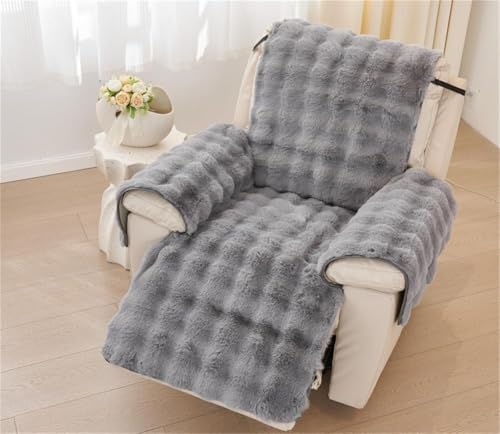 AIUTG Funda for Silla reclinable de Piel sintética, Protector de Muebles de Felpa Suave for mecedoras, Funda de sofá Lavable Que admite Mascotas, Gris Claro(Gray)