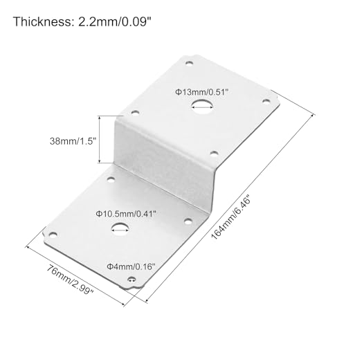 Support en Z de fixation en acier avec équerre double angle argenté x10