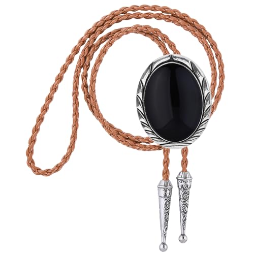 Image of Btilasif Bolo Tie Brown for Men, Scorpion Luminous Stone Cowboy Tie Western Leather Necktie Necklace for Women