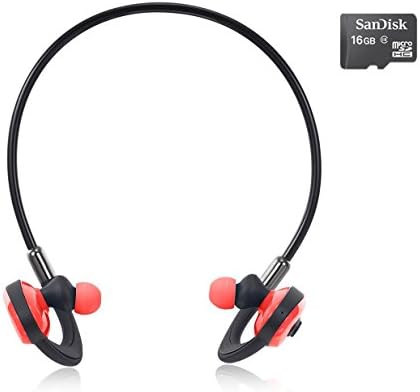 Bluetooth Swimming Headset HXY Wireless Headphones with 16GB Memory Noise-Cancelling in Ear Red