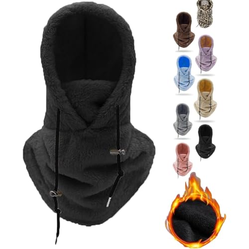 Balaclava Cold Weather Fleece Windproof Ski Mask Winter Breathable Thermal Face Mask Neck Warmer Scarf Helmet Hood for Unisex (Black)