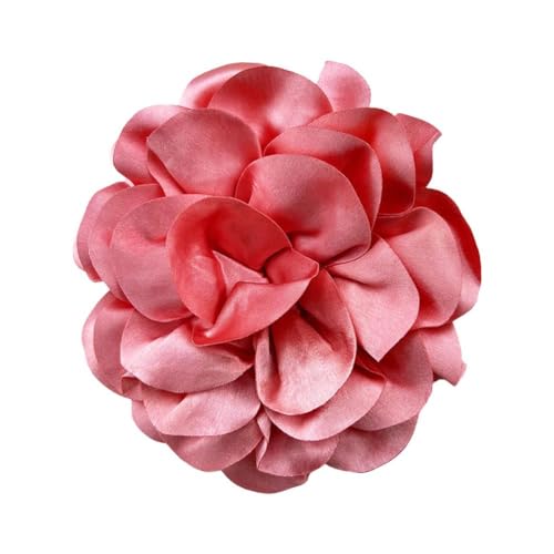 DHliIQQ Spilla a forma di fiore grande, 19 cm, in tessuto, con rosa, extra large, spille di tendenza, accessori per abbigliamento, fatta a mano, Rosso anguria
