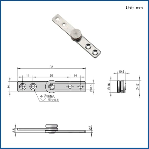 Charnière à friction rotative en inox pour incliner les écrans de console technique - 6