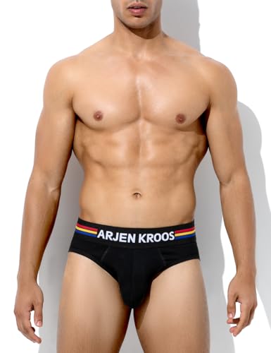 Arjen Kroos Men's Breathable Cotton Briefs Stretch Moisture Wicking Wide Waistband Briefs 4-Pack Underwear3