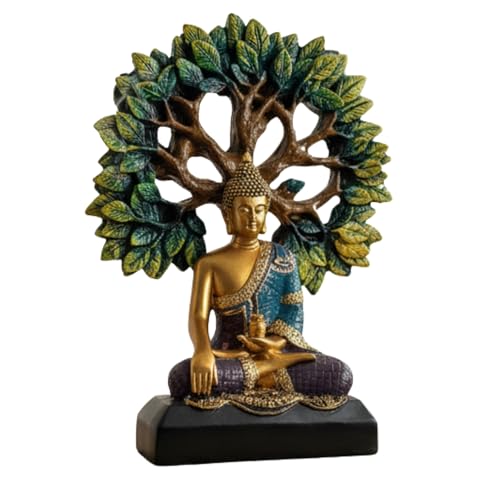 Image of eCraftIndia Lord Buddha Statue for Home Decor Living Room | Gautam Buddha Idol Under the Bodhi-Tree | Showpiece Gift for Housewarming Birthday