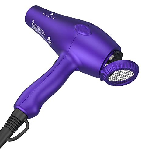 Wazor Lightweight Hair Dryer With Diffuser, Negative Ionic Professional 1875W Blow Dryer With 2 Speed 3 Heat Settings Cool Shot Purple #TOP4