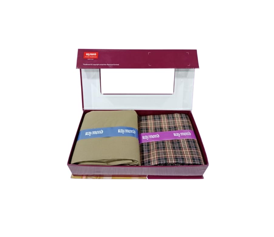 raymond fabrics Raymond Men’s Shirt & Trouser Fabric Combo with Gift Box | Premium Checked Shirt Fabric with Solid Formal Trouser Fabric | Unstitched Dress Material for Office & Formal Wear-picture-27