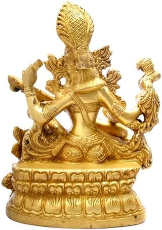 Radhika Poojan Bhandar Astadhatu- Brass Shree Maa Saraswati Idol (3 Inch Height)