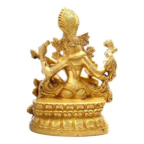 Radhika Poojan Bhandar Astadhatu- Brass Shree Maa Saraswati Idol (3 Inch Height)