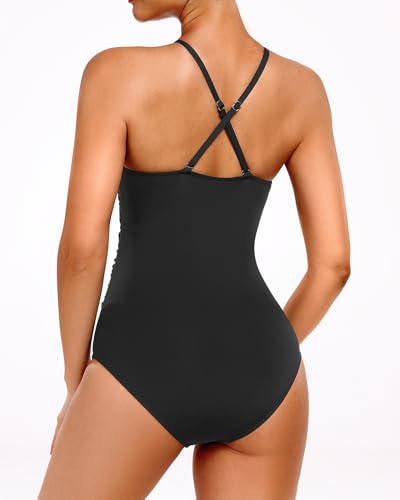 Holipick Women High Neck One Piece Swimsuit Tummy Control Bathing Suit for Teens Girls Criss Cross Swimwear4