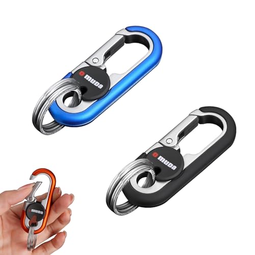 Image of Key Chains Men, 2024 Car Key Chain for Men, Anti-Loss Keychain with Double Keyrings, Quick Release Key Chain (2pcs,Black+Blue)