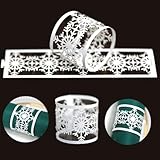 White Snowflake Paper Napkin Rings Winter Christmas Disposable Napkin Holder for Wedding Party Dinner Table Decor,Special Events,Catering Services, Christmas, Wedding,Party Decoration (60 Pcs) ﻿