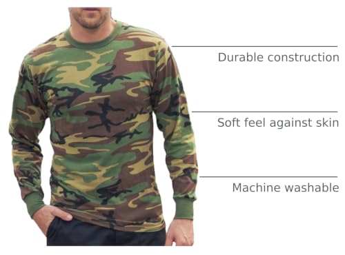 Image of Rothco Long Sleeve Camo T-Shirt | Rugged Camouflage Crew Neck T Shirt, Comfortable Casual Tee for Men & Women
