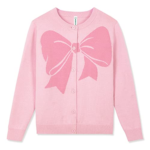 Image of BOBOYOYO Girls Cute Cardigan Cotton Girls Button Up Sweater Knit Jacket | Long Sleeve Crew Neck Kawaii Clothes for Casual School Wear