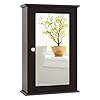 Tangkula Bathroom Medicine Cabinet with Mirror Wall Mounted Single Mirror Door Storage Cabinet wAdjustable Shelf Wall Cabinet wReversible Door for Bathroom Living Room Hallway Brown