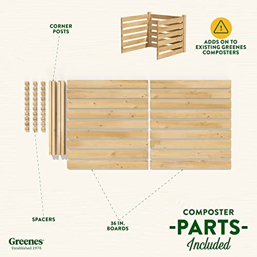 Greenes Fence Cedar Wood Composter Add-On Kit, 36" L X 36" W X 31" H / 173.92 Gallons -- Not Meant For Independent Use; To Be Added On To Rccomp36 Full Composter Kit - Made In Usa With North American Cedar #TOP4