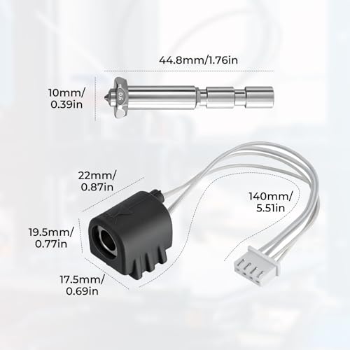 Extruder Hoend Kit compatible with Kobra 3 Max with 3 Replaceable Hardened Steel Nozzles 0.4 & 0.6 & 0.8mm, Hoher Durchfluss Hohe Geschwindigkeit